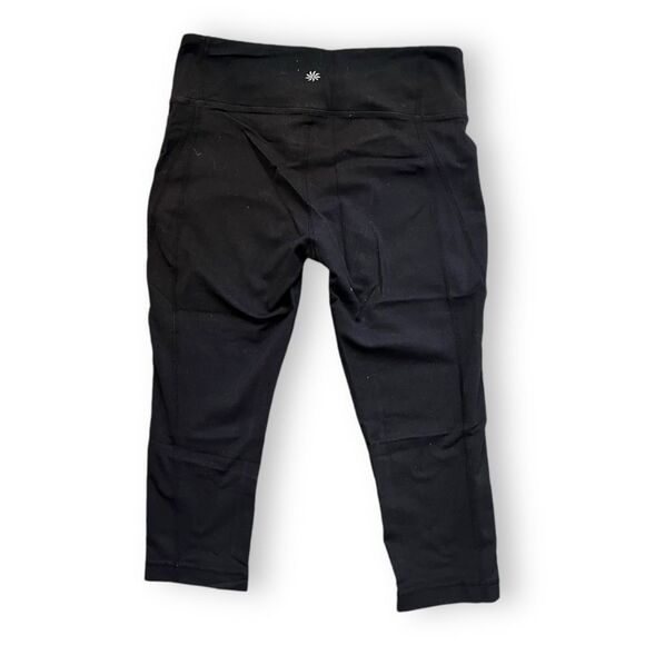 Athleta Womens Crop Leggings Stretch Pull On Athleisure Gym Training Black M - Picture 1 of 6